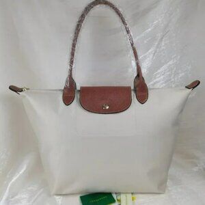 NWT Longchamp Le Pliage Original Large Shoulder Nylon Bag Tote IN WHITE